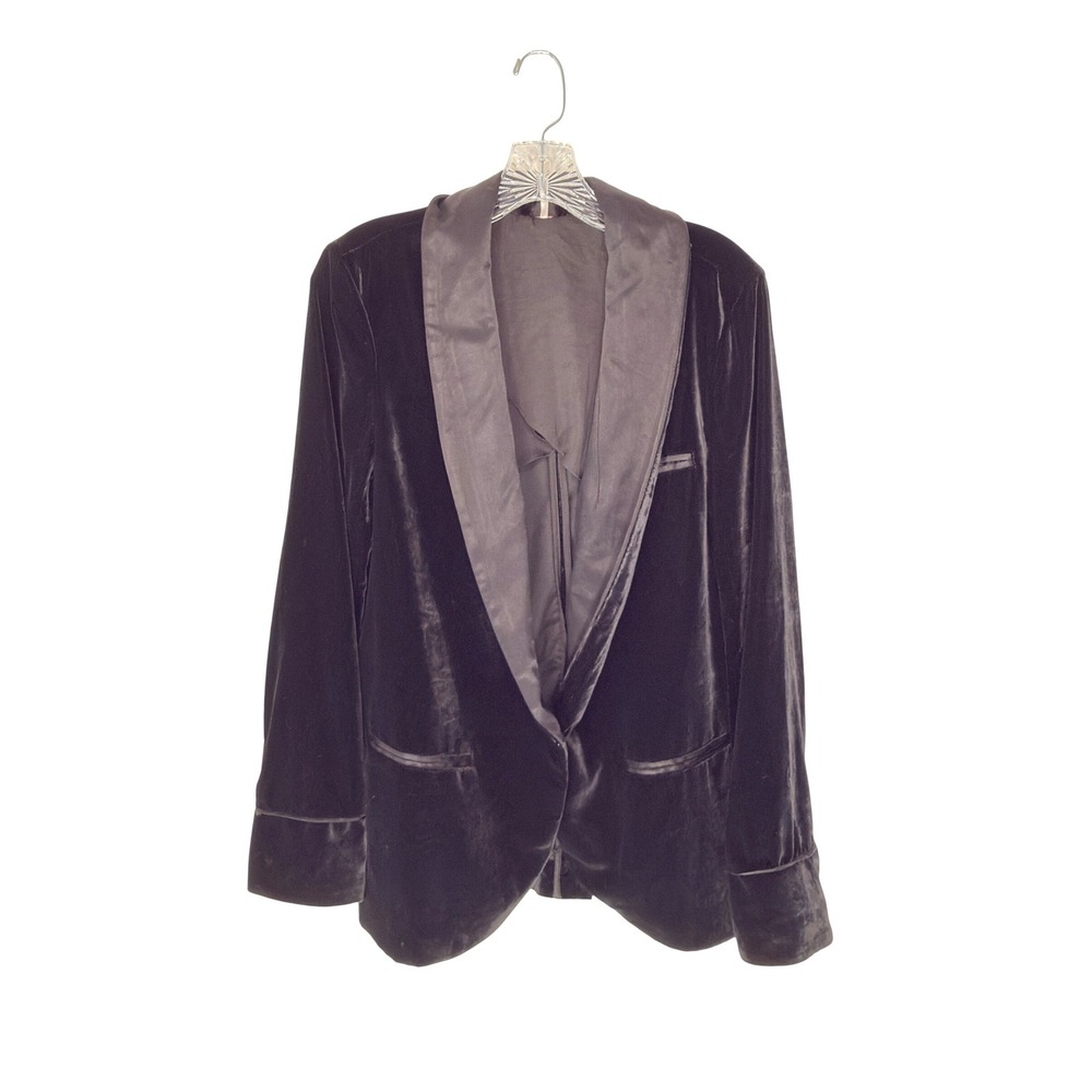 Free People Press Rewind Blazer Velvet Satin Lapel Whimsigoth Tuxedo Small‎